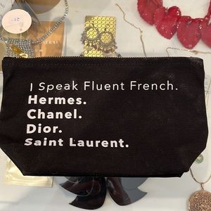 Make up bag gift funny meme French vibe bride pink travel cosmetic bag clutch